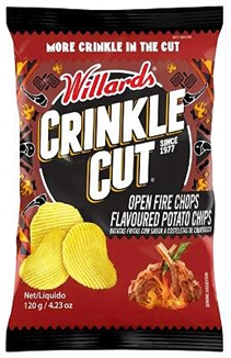 Willards Crinkle Cut Open Fire Chops Cips 120g